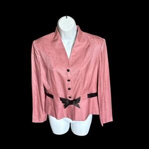 Vintage Adriana Papell Petites Dusty Rose Jewel Tone Jacquard‎ Blazer Size 10P
